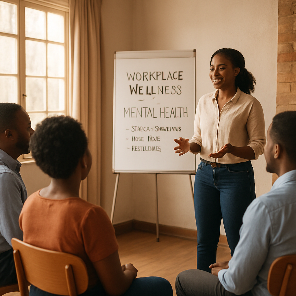 Workplace wellness and mental health training session.